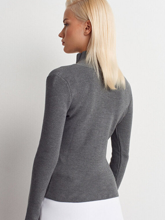 خرید ژاکت و پلیور زنانه دیلوین مدل 101A10686 خاکستری از مدیتو -2